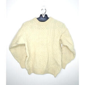 Vintage 90s Blarney Mills Aran Cable Knit Wool Sweater Womens Medium Ireland